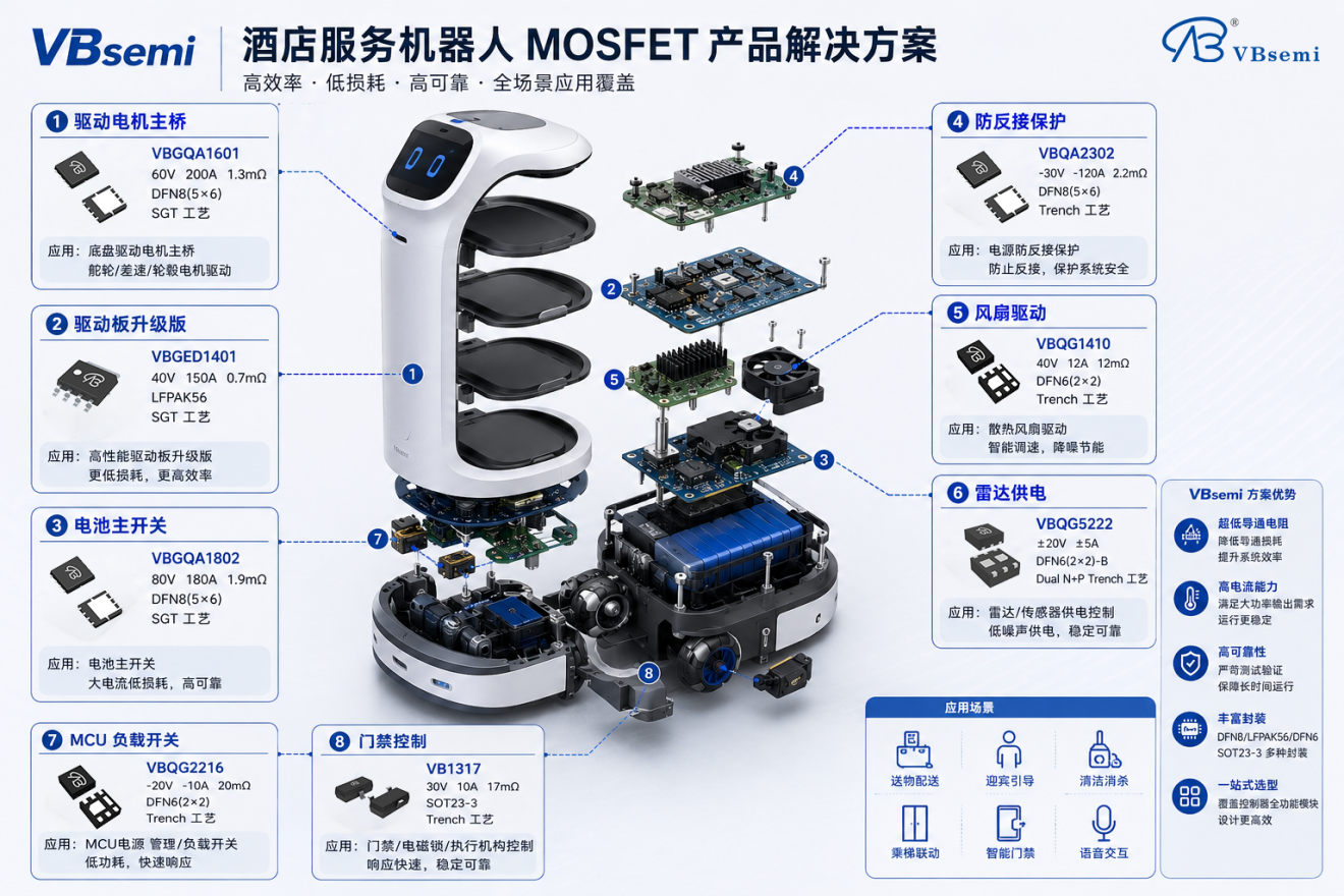 VBsemi 酒店AI服务机器人MOSFET整体解决方案