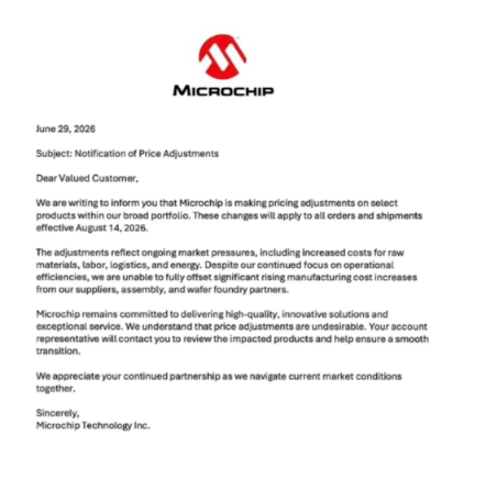 涨价 | Microchip8月中旬调涨价格