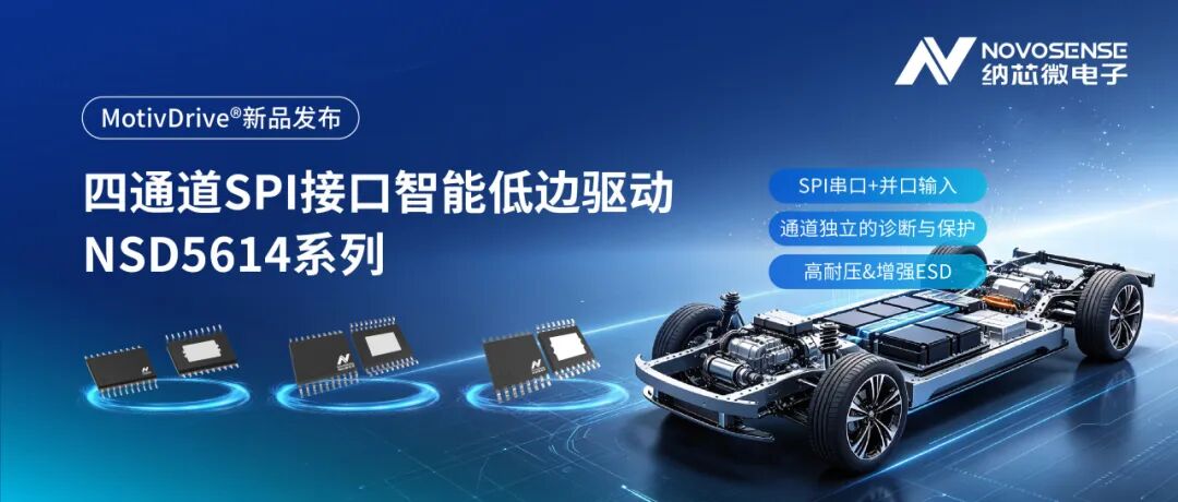 产品 | 纳芯微发布四通道SPI接口智能低边驱动NSD5614系列 ,赋能汽车与工业自动化应用